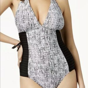 - Calvin Klein one piece halter pleated side size 6 NWT